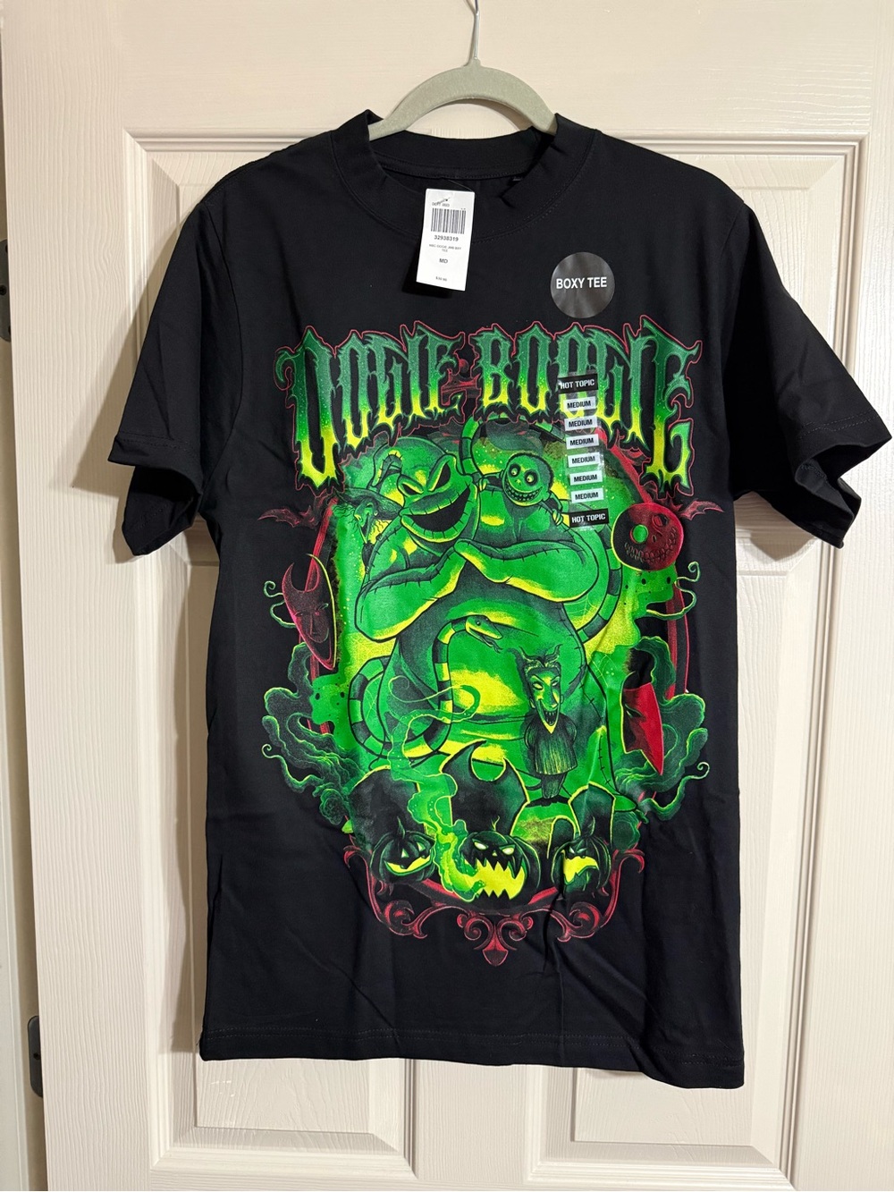 Hot Topic Black Graphic Tee with Oogie Boogie Design. Nightmare Before Christmas